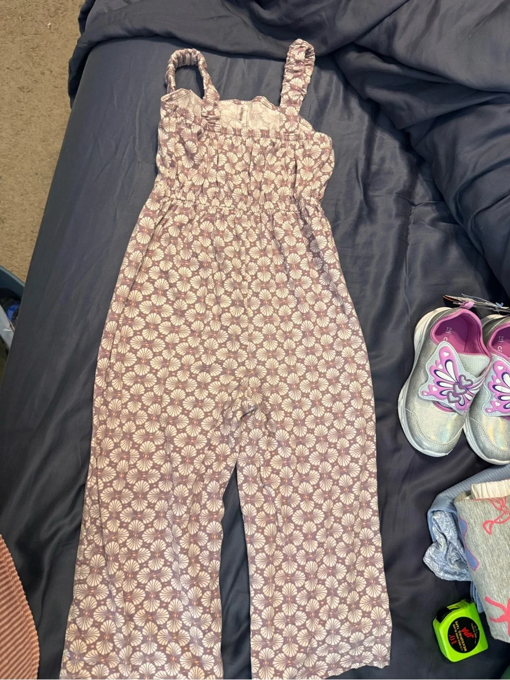 OshKosh B'gosh Lilac and White Floral Jumpsuit